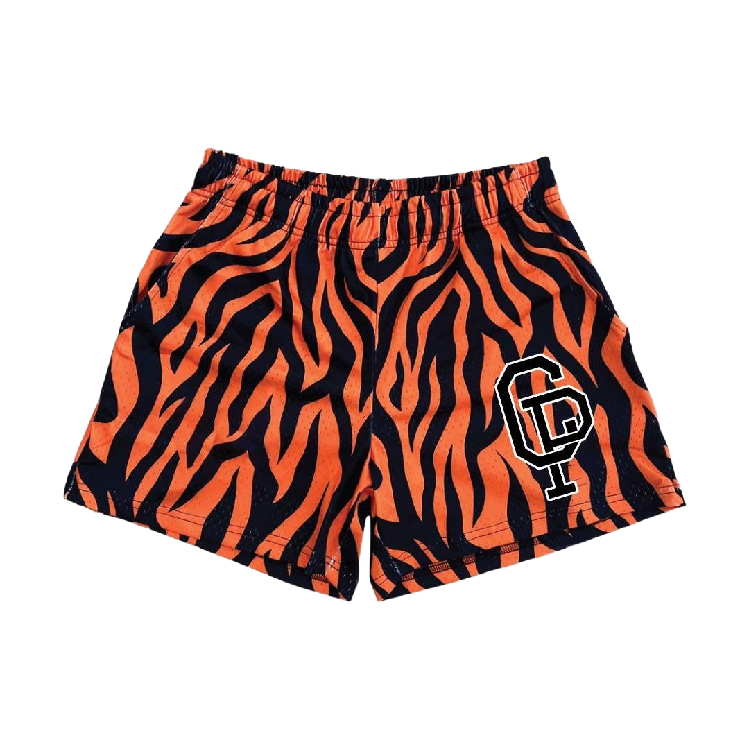 Orange Tiger Print Shorts